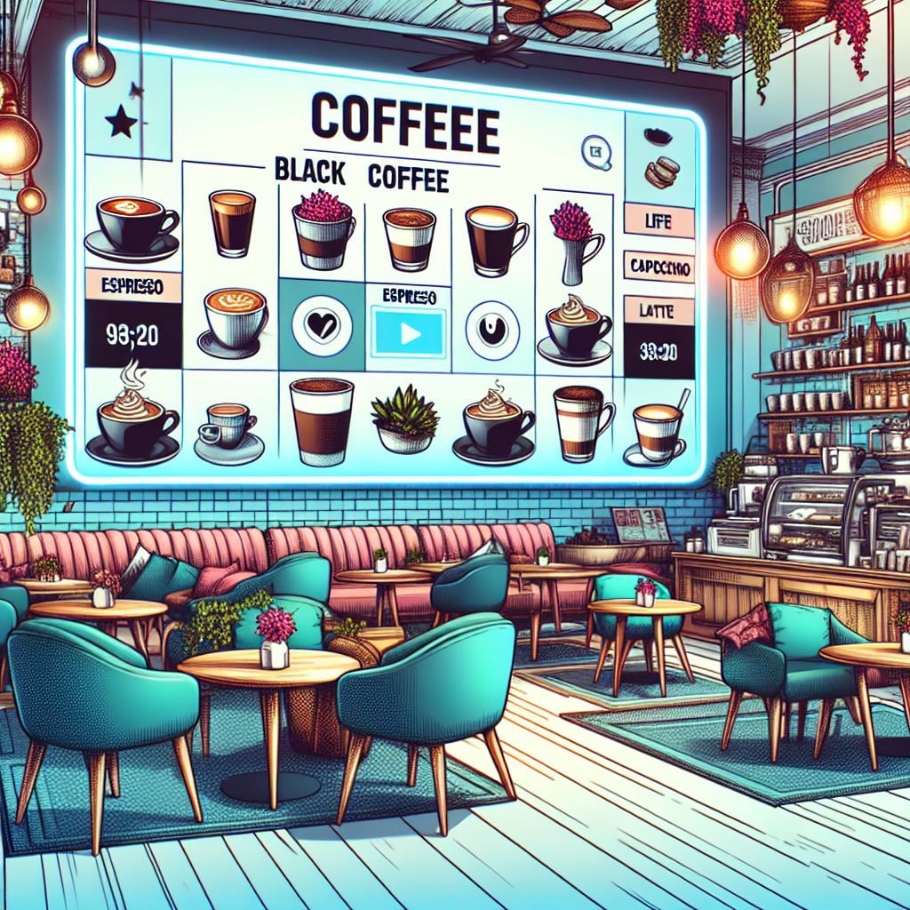 Online Kahve menu display showcasing diverse coffee options