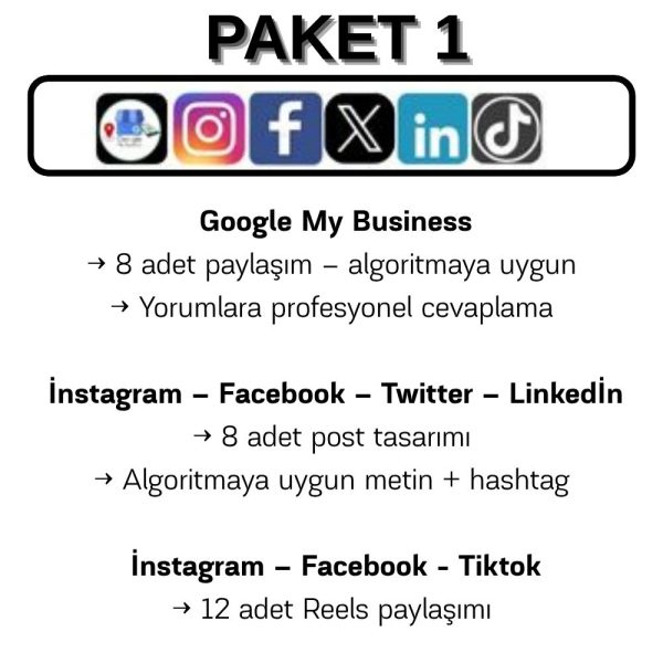 Sosyal medya tanıtım ve pazarlama Paket:1