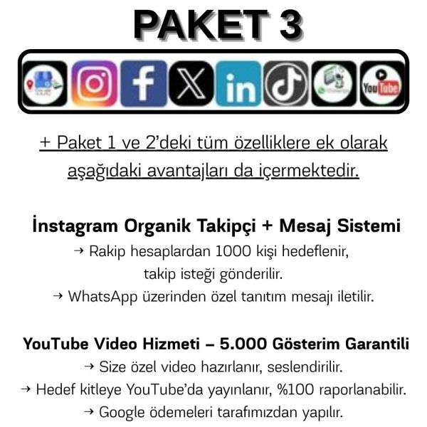 Sosyal medya tanıtım ve pazarlama Paket:3